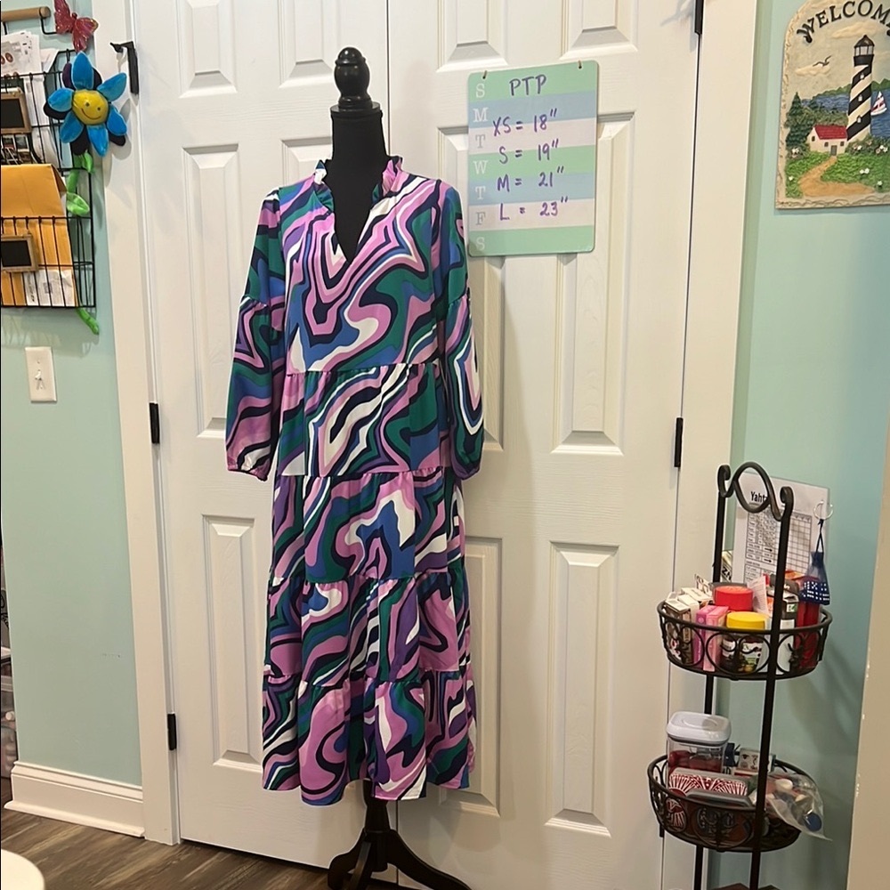 Michelle McDowell Colorful Abstract Patterned Dress